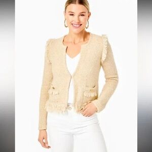 Lilly Pulitzer Simora Cardigan - Gold Metallic Tweed